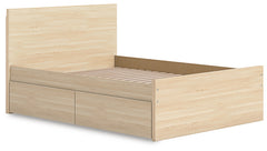 Onita Natural Full Panel Platform Bed with 1 Side Storage - Ornate Home
