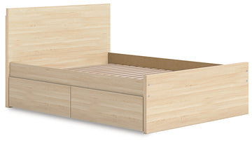 Onita Natural Full Panel Platform Bed with 1 Side Storage - Ornate Home