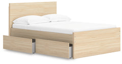 Onita Natural Full Panel Platform Bed with 1 Side Storage - Ornate Home