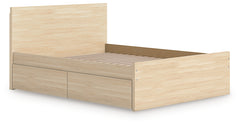 Onita Natural Full Panel Platform Bed with 2 Side Storage - Ornate Home