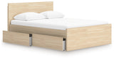 Onita Natural Full Panel Platform Bed with 2 Side Storage - Ornate Home