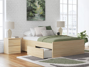 Onita Natural Full Platform Bed with 1 Side Storage - Ornate Home