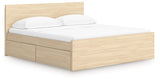 Onita Natural King Panel Platform Bed with 2 Side Storage (Online Special Price) - Ornate Home