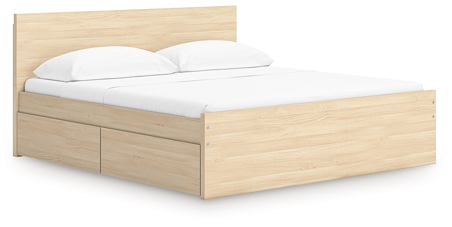 Onita Natural King Panel Platform Bed with 2 Side Storage (Online Special Price) - Ornate Home