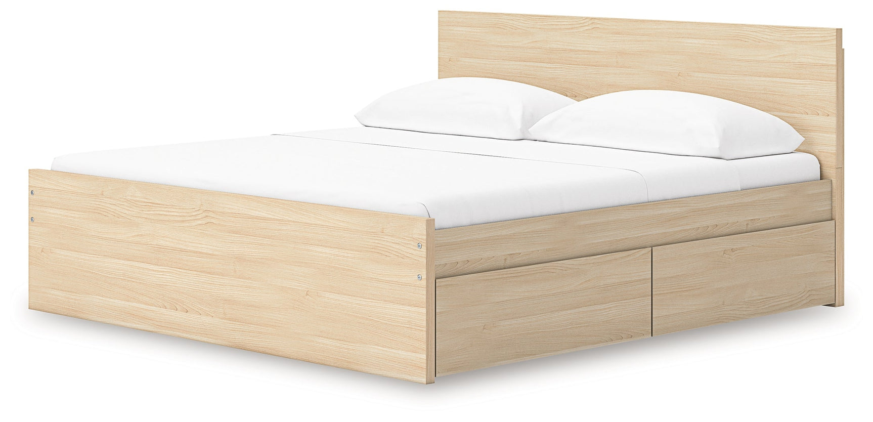 Onita Natural King Panel Platform Bed with 2 Side Storage (Online Special Price) - Ornate Home