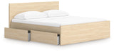 Onita Natural King Panel Platform Bed with 2 Side Storage (Online Special Price) - Ornate Home