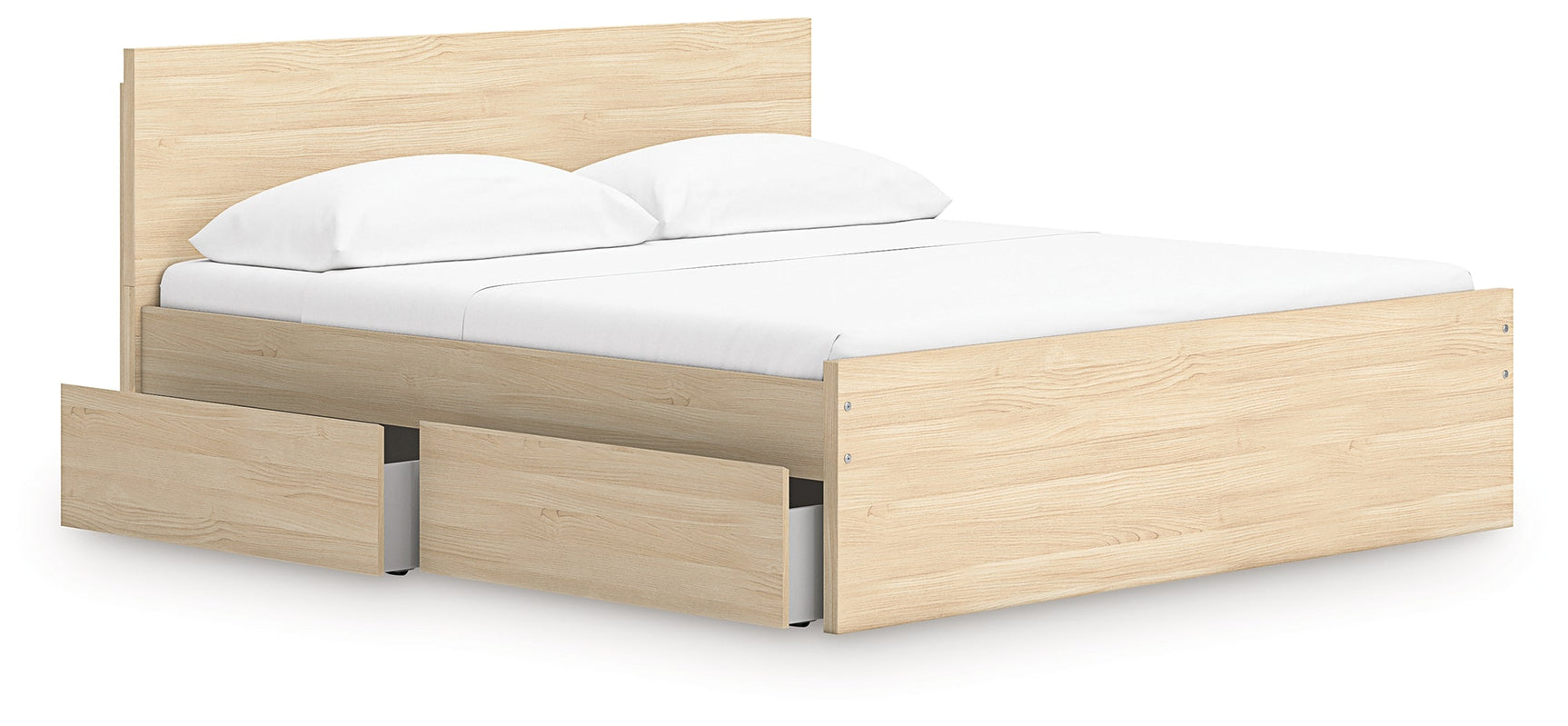 Onita Natural King Panel Platform Bed with 2 Side Storage (Online Special Price) - Ornate Home