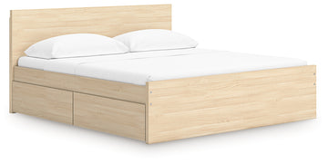 Onita Natural King Panel Platform Bed with 2 Side Storage - Ornate Home