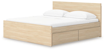 Onita Natural King Panel Platform Bed with 2 Side Storage - Ornate Home
