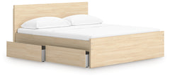 Onita Natural King Panel Platform Bed with 2 Side Storage - Ornate Home
