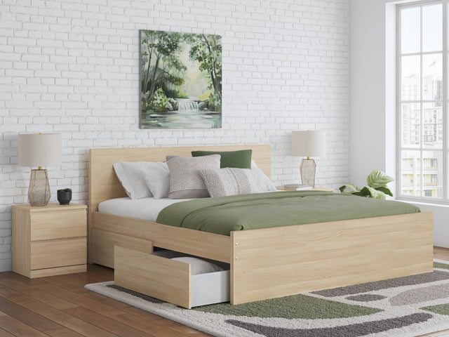 Onita Natural King Panel Platform Bed with Storage (Online Special Price) - Ornate Home