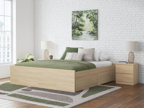 Onita Natural King Platform Bed with 2 Side Storage - Ornate Home