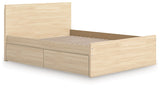 Onita Natural Queen Panel Platform Bed with 1 Side Storage (Online Special Price) - Ornate Home