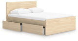 Onita Natural Queen Panel Platform Bed with 1 Side Storage (Online Special Price) - Ornate Home