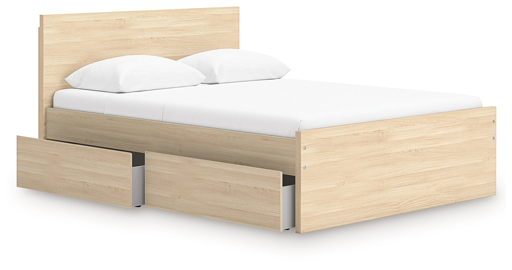 Onita Natural Queen Panel Platform Bed with 1 Side Storage (Online Special Price) - Ornate Home