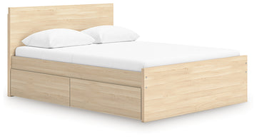 Onita Natural Queen Panel Platform Bed with 1 Side Storage - Ornate Home