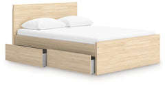 Onita Natural Queen Panel Platform Bed with 1 Side Storage - Ornate Home