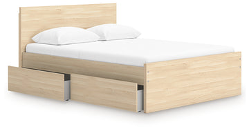 Onita Natural Queen Panel Platform Bed with 1 Side Storage - Ornate Home