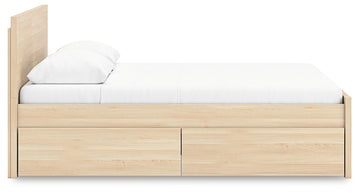 Onita Natural Queen Panel Platform Bed with 1 Side Storage - Ornate Home