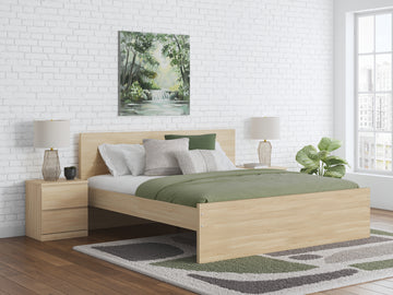 Onita Natural Queen Panel Platform Bed with 2 Side Storage - Ornate Home