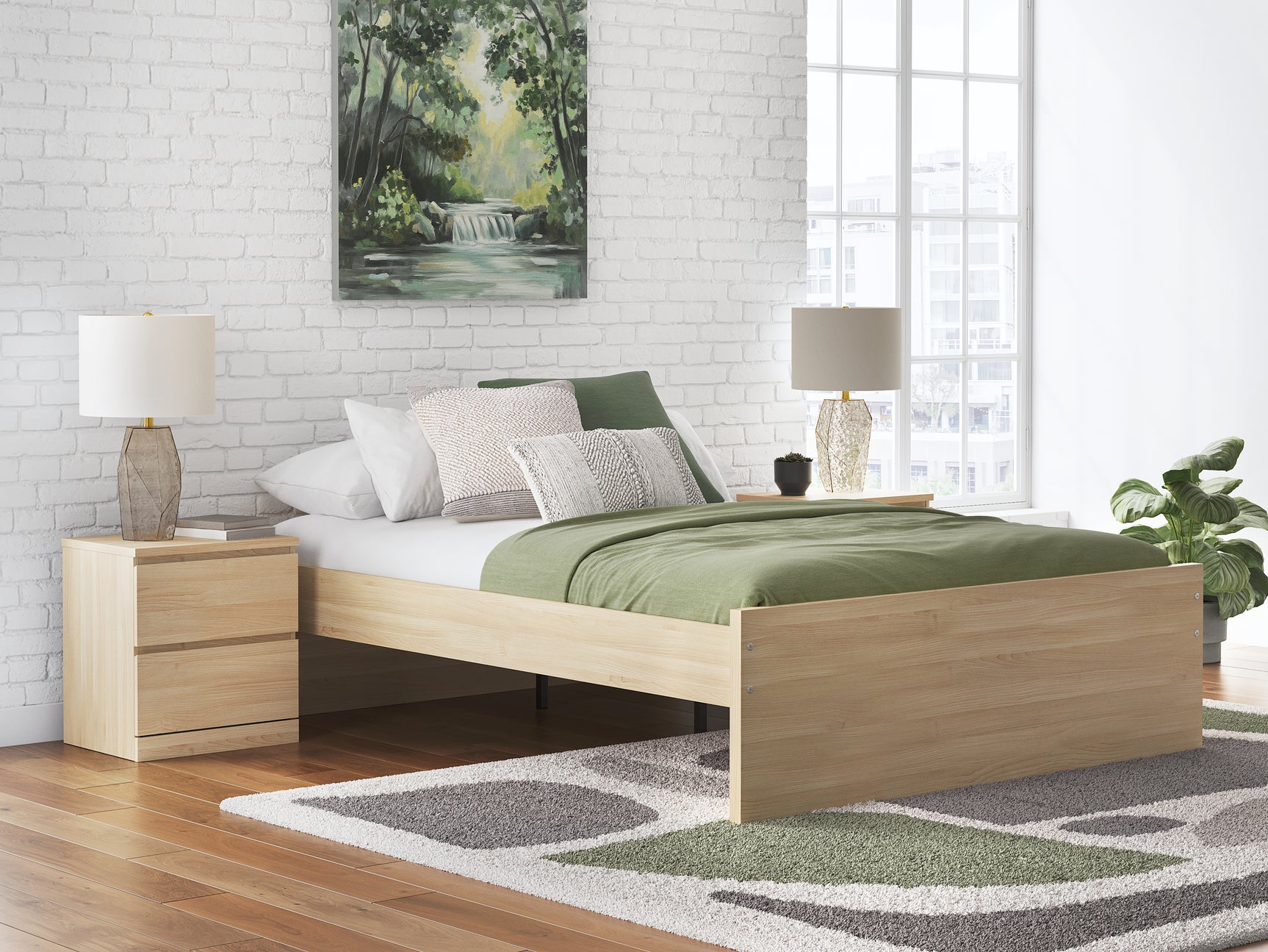 Onita Natural Queen Platform Bed - Ornate Home