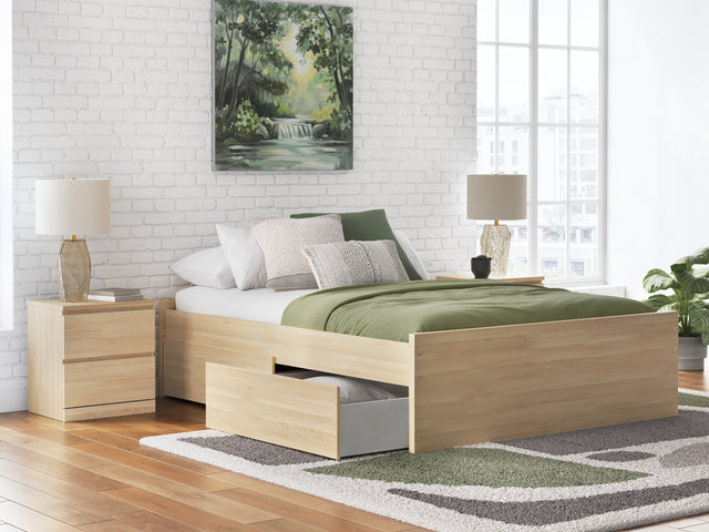 Onita Natural Queen Platform Bed with 2 Side Storage - Ornate Home