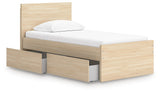 Onita Natural Twin Panel Platform Bed with 1 Side Storage (Online Special Price) - Ornate Home