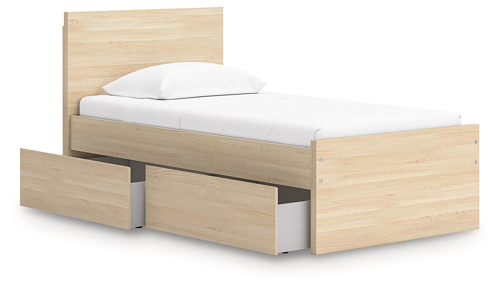 Onita Natural Twin Panel Platform Bed with 1 Side Storage (Online Special Price) - Ornate Home