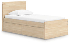 Onita Natural Twin Panel Platform Bed with 1 Side Storage - Ornate Home