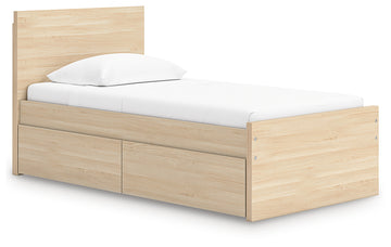 Onita Natural Twin Panel Platform Bed with 1 Side Storage - Ornate Home