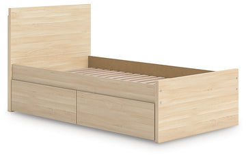 Onita Natural Twin Panel Platform Bed with 1 Side Storage - Ornate Home