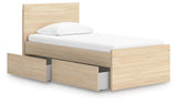 Onita Natural Twin Panel Platform Bed with 1 Side Storage - Ornate Home