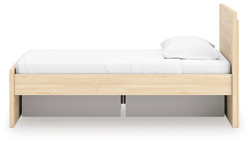 Onita Natural Twin Panel Platform Bed with 1 Side Storage - Ornate Home