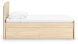 Onita Natural Twin Panel Platform Bed with 1 Side Storage - Ornate Home