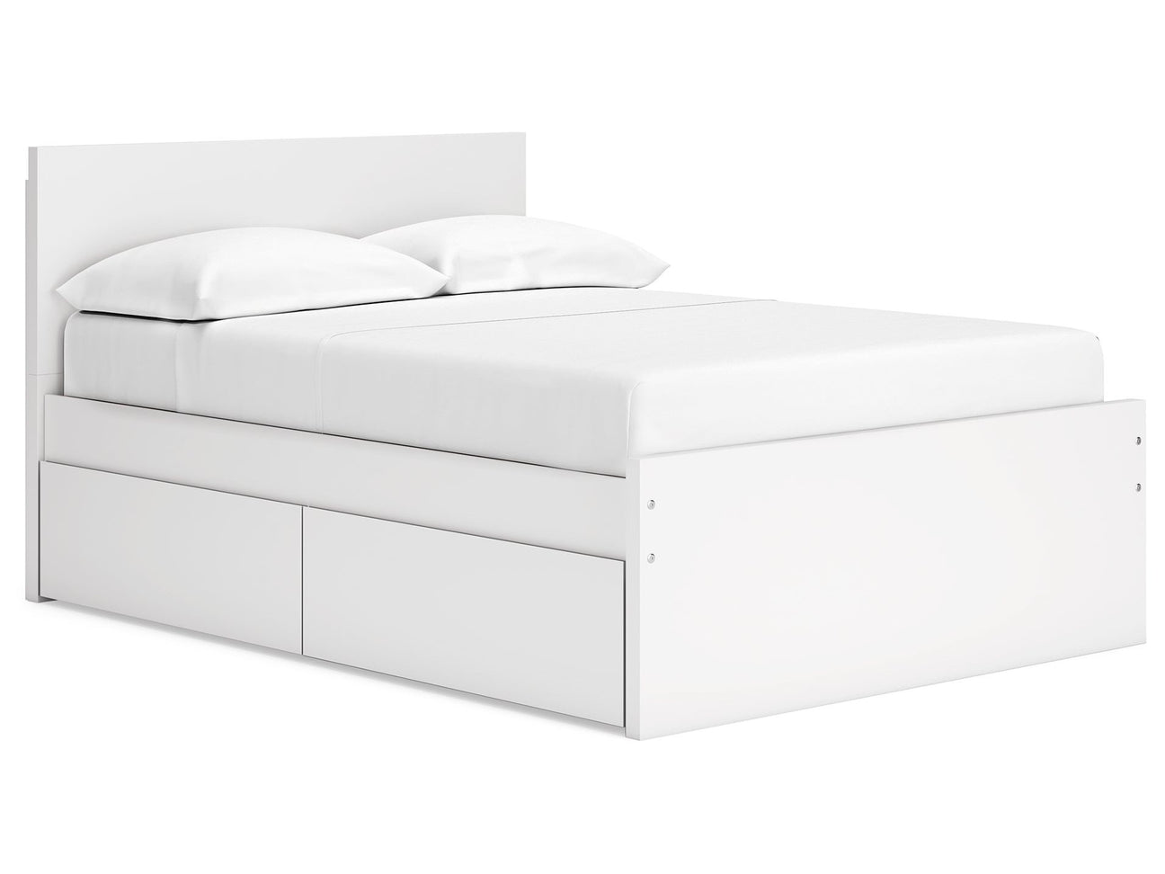 Onita White Full Panel Platform Bed with 1 Side Storage (Online Special Price) - Ornate Home