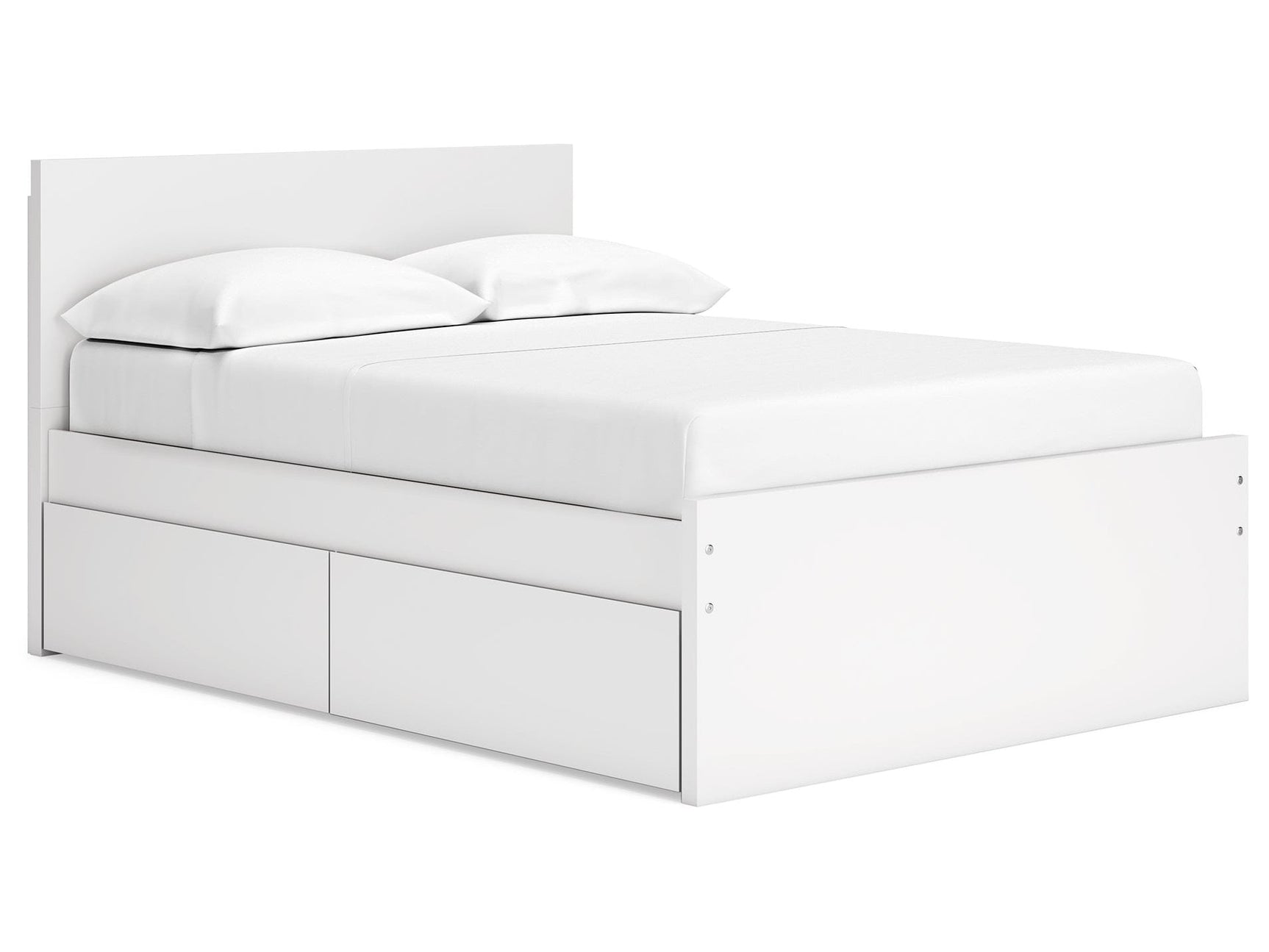 Onita White Full Panel Platform Youth Bed with 1 Side Storage (Online Special Price) - Ornate Home