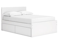 Onita White Full Panel Platform Youth Bed with 1 Side Storage - Ornate Home