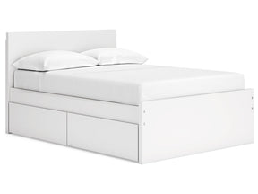Onita White Full Panel Platform Youth Bed with 1 Side Storage - Ornate Home
