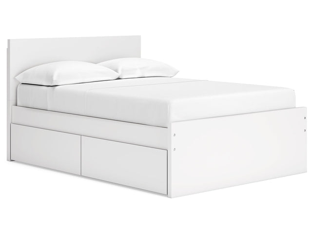 Onita White Full Panel Platform Youth Bed with 1 Side Storage - Ornate Home