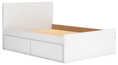 Onita White Full Panel Platform Youth Bed with 1 Side Storage - Ornate Home