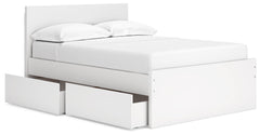 Onita White Full Panel Platform Youth Bed with 1 Side Storage - Ornate Home