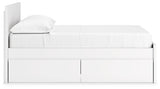 Onita White Full Panel Platform Youth Bed with 1 Side Storage - Ornate Home
