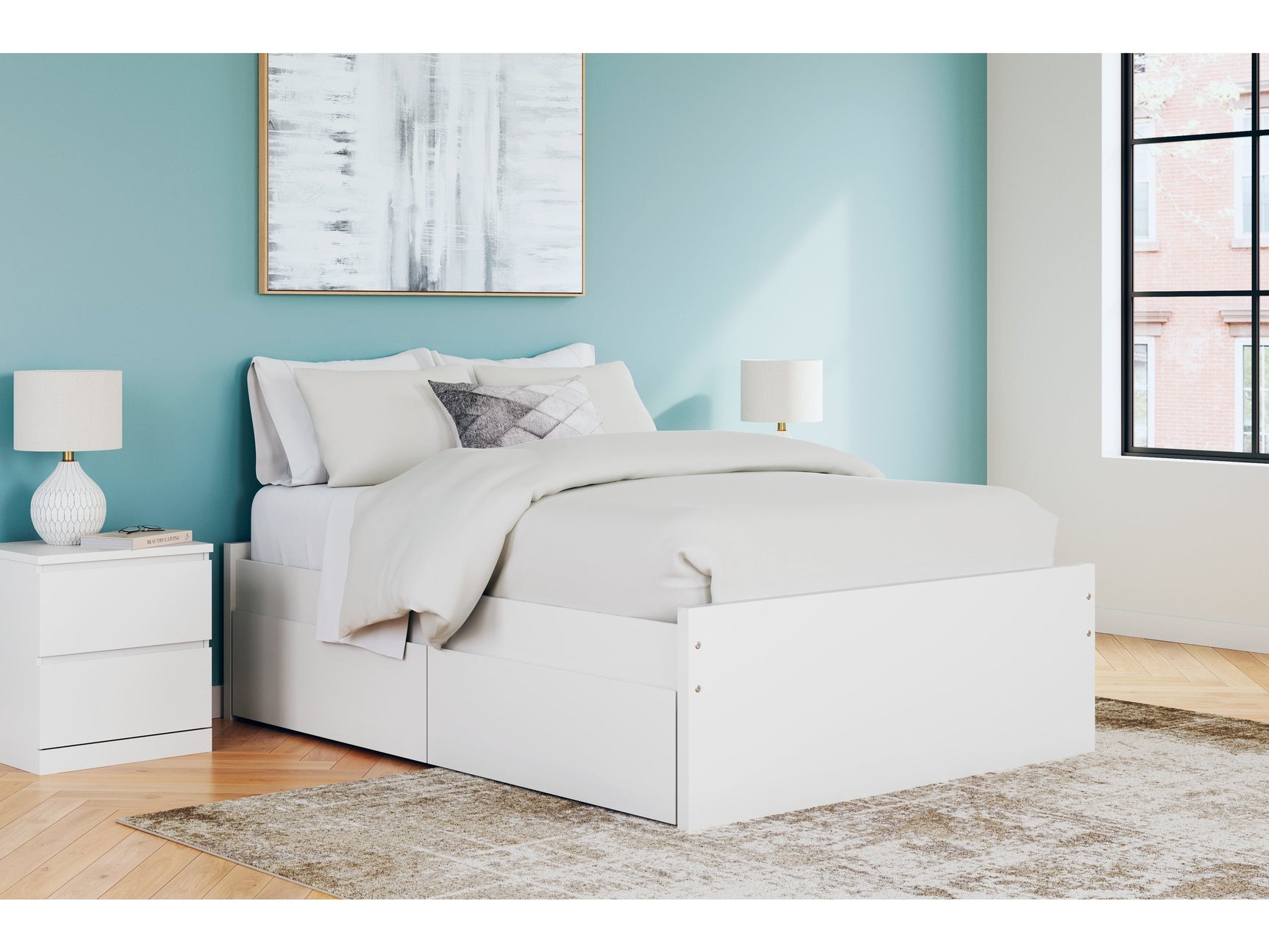 Onita White Full Platform Bed with 2 Side Storage (Online Special Price) - Ornate Home