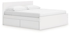 Onita White King Panel Platform Bed with 2 Side Storage - Ornate Home