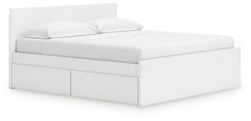 Onita White King Panel Platform Bed with 2 Side Storage - Ornate Home