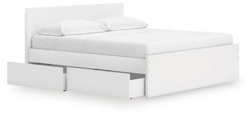 Onita White King Panel Platform Bed with 2 Side Storage - Ornate Home