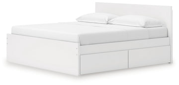 Onita White King Panel Platform Bed with 2 Side Storage - Ornate Home