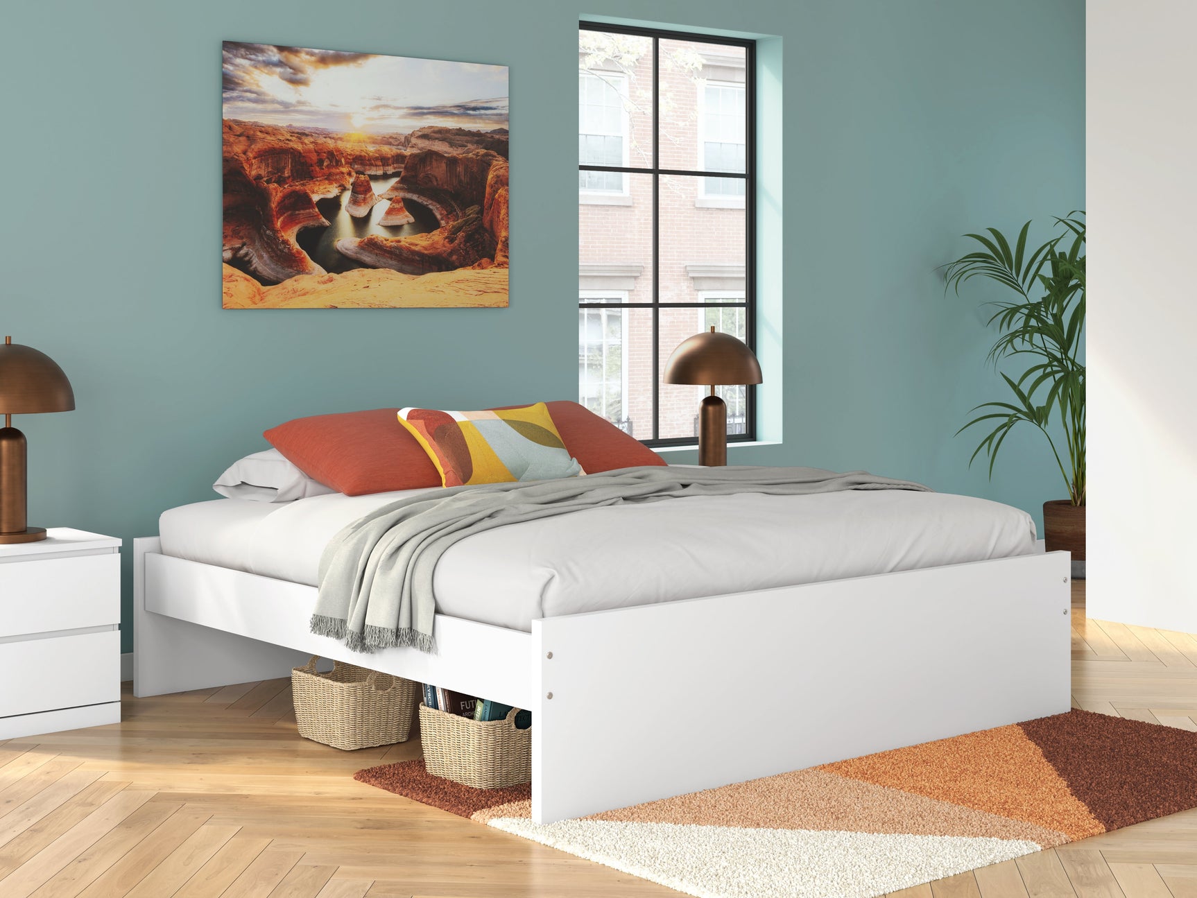 Onita White King Platform Bed (Online Special Price) - Ornate Home