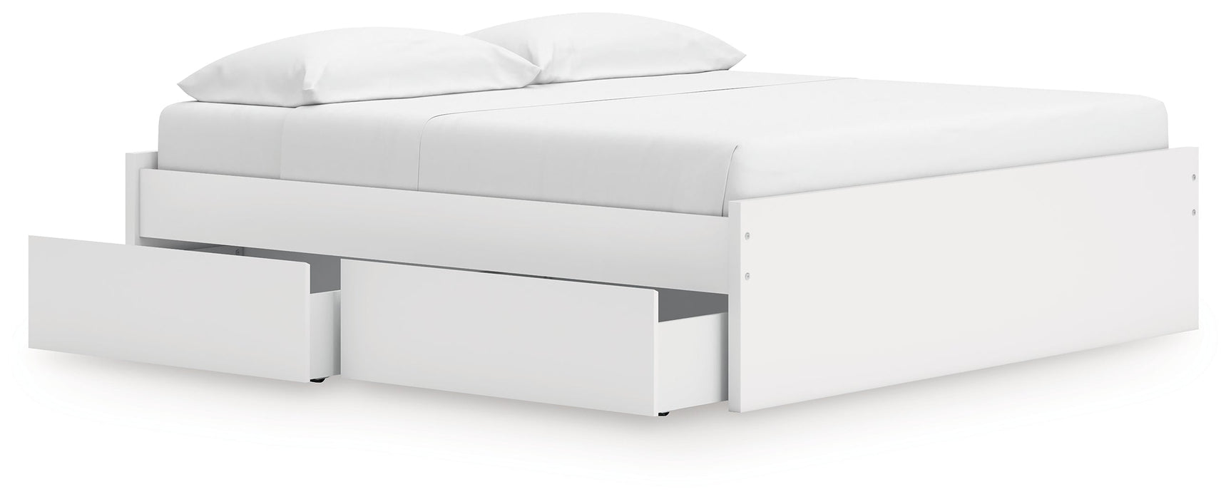 Onita White King Platform Bed with 1 Side Storage (Online Special Price) - Ornate Home