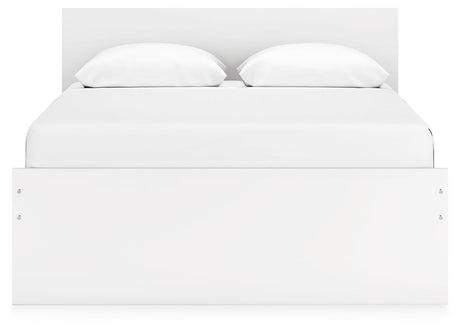 Onita White Queen Panel Platform Bed with 1 Side Storage - Ornate Home